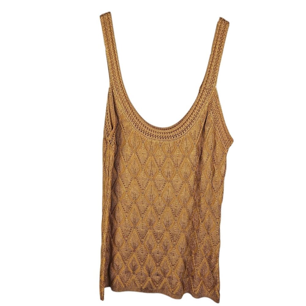 White House Black Market Gold Diamond Stitch Sweater Tank Size XSmall‎